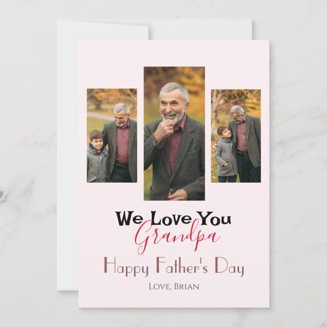 Happy Vatertag, Opa drei Foto Feiertagskarte (Vorderseite)
