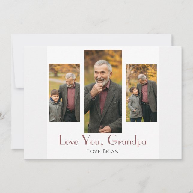 Happy Vatertag, Opa drei Foto Feiertagskarte (Vorderseite)