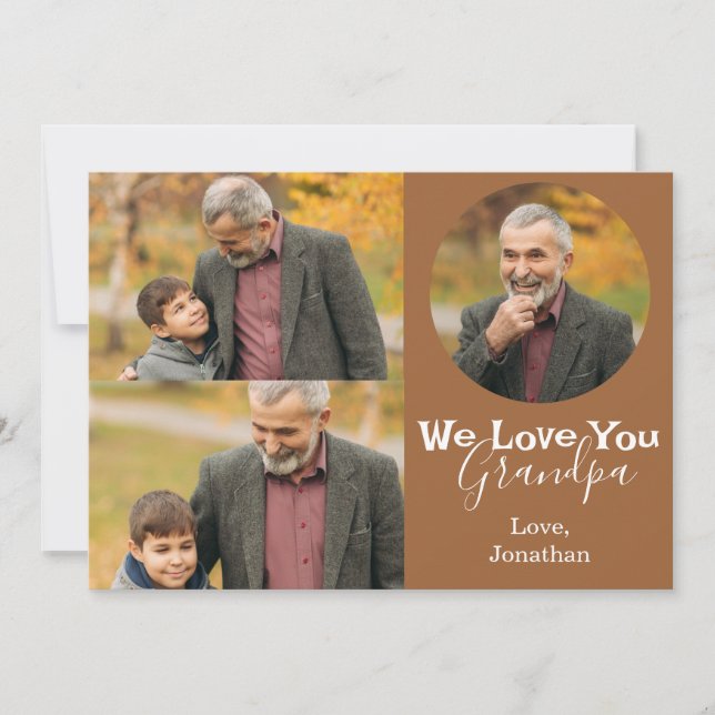 Happy Vatertag, Opa drei Foto Feiertagskarte (Vorderseite)