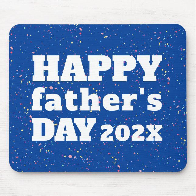 Happy Vatertag Paint Spritzer Azure White Mousepad (Vorne)