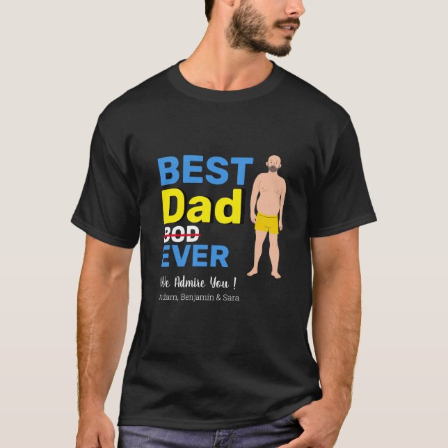 Happy Vatertag Papa verrät personalisierte Namen T-Shirt (Vorderseite)