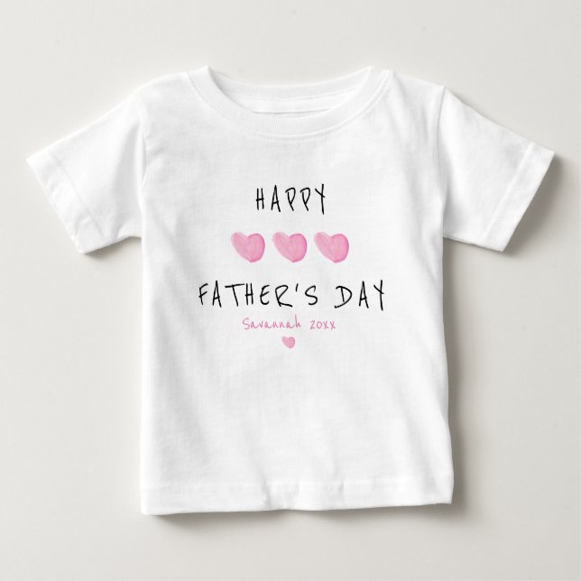 Happy Vatertag rosa Herz Custom Baby T-shirt (Vorderseite)