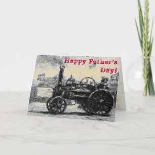 Happy Vatertag sepia card mit Steam Tractor Karte