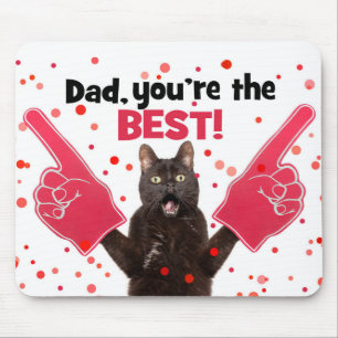 Happy Vatertag Vater Katze mit Foam Fingers Humo Mousepad