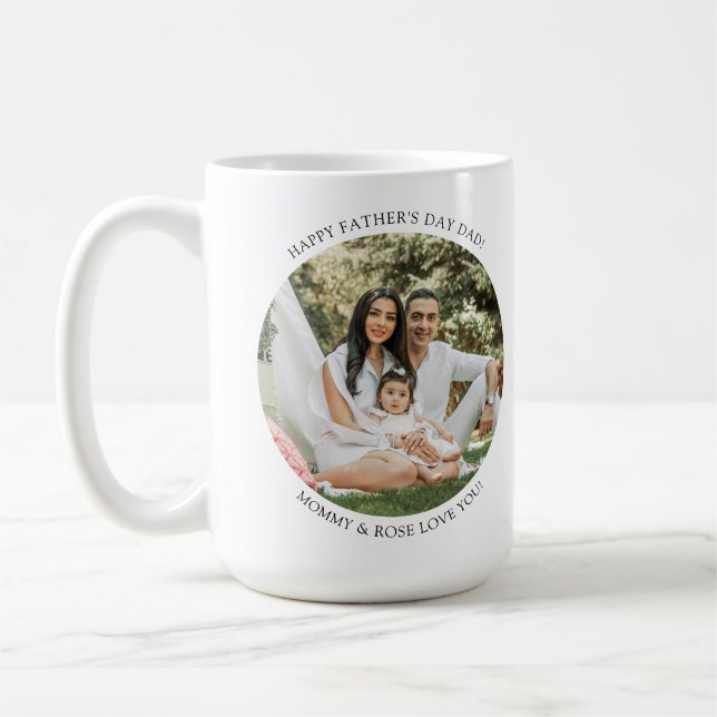 Happy Vatertag Vater Rund Foto Einfaches Geschenk Kaffeetasse (Links)