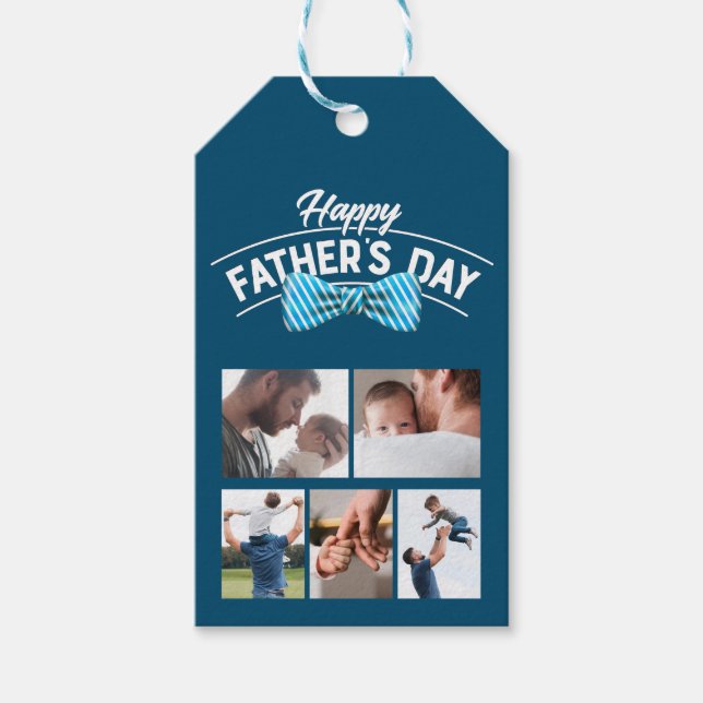 Happy Vathers Day 5 Foto Collage Geschenkanhänger (Vorderseite)
