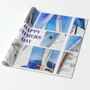 Happy Vathers Day Artistic White Sails Collage Geschenkpapier