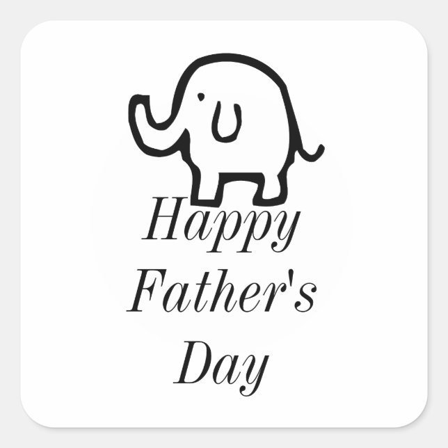 Happy Vathers Day Baby Elephant Niedlich einfach C Quadratischer Aufkleber (Vorderseite)