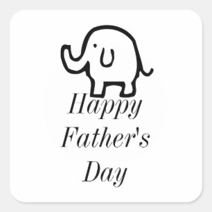 Happy Vathers Day Baby Elephant Niedlich einfach C Quadratischer Aufkleber