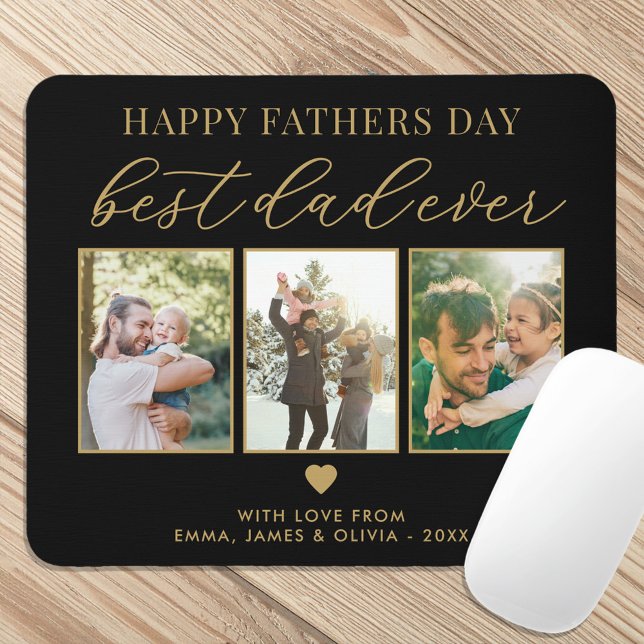 Happy Vathers Day Bester Vater je 3 FotoCollage Mousepad (Von Creator hochgeladen)
