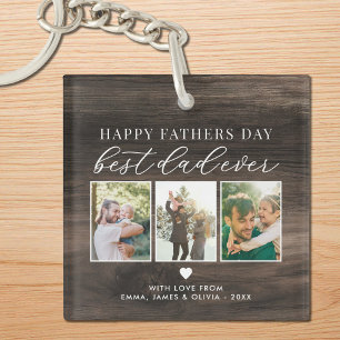 Happy Vathers Day Bester Vater je 3 FotoCollage Schlüsselanhänger