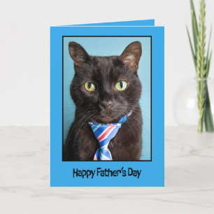 Happy Vathers Day Black Cat in Necktie Feiertagskarte