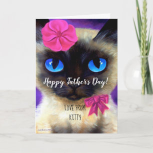 Happy Vathers Day Cat Vater Gemälde Whimsical Funn Karte