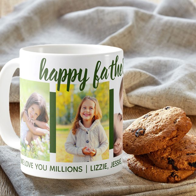 Happy Vathers Day Custom Gruß 4 Foto Grün Kaffeetasse (Von Creator hochgeladen)