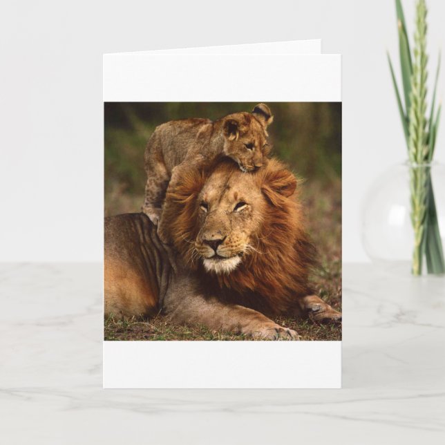 Happy Vathers Day Daddy Lion und Lion Cub Karte (Vorderseite)