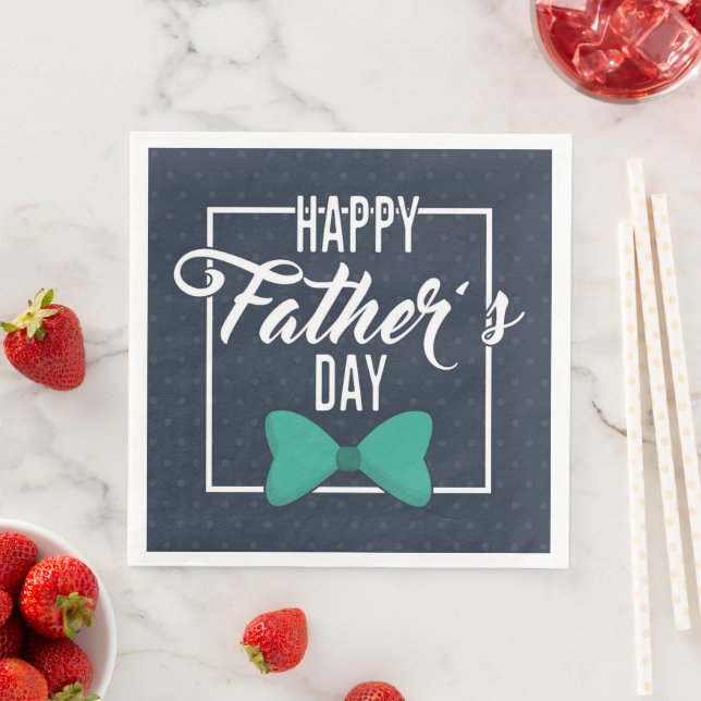 Happy Vathers Day Emblem Blue White Serviette (Beispiel)