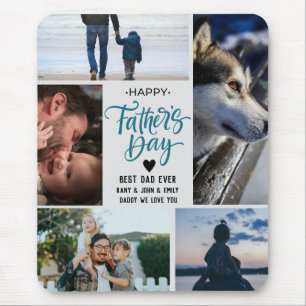 Happy Vathers Day Foto Collage Individuellen Namen Mousepad