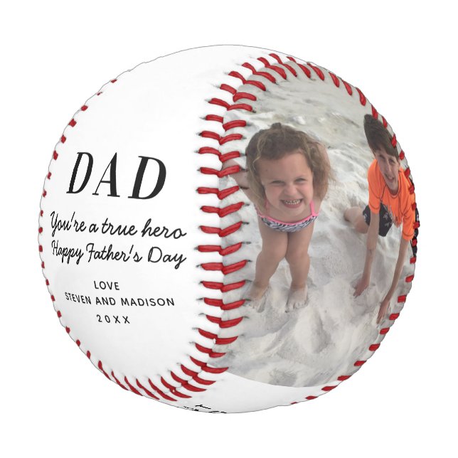 Happy Vathers Day Foto Personalisiert halten Baseball (Schrägansicht)