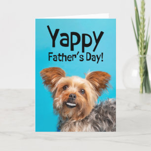 Happy Vathers Day from Pet Yorkie Hunde Humor Feiertagskarte
