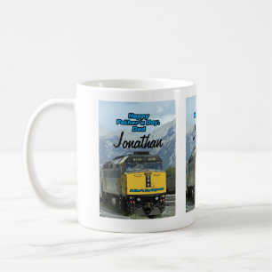Happy Vathers Day Gelbe Eisenbahn Motor Kaffeetasse