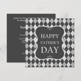 Happy Vathers Day Gray Shades Raute Dinner Party Einladung