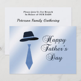Happy Vathers Day Hat Blue Dot Krawatte Brunch Einladung