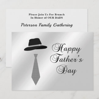 Happy Vathers Day Hat Grey Dot Krawatte Brunch Einladung