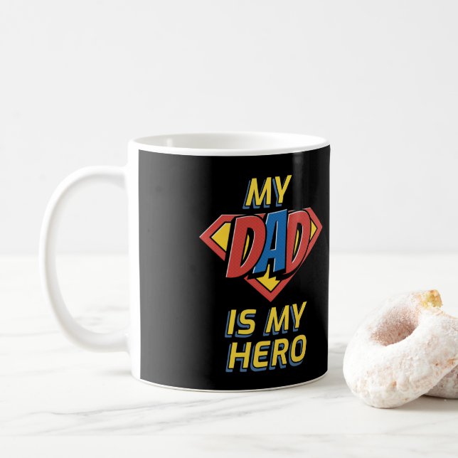Happy Vathers Day Mein Vater ist mein Held Kaffeetasse (Mit Donut)