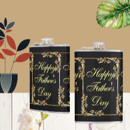 Happy Vathers Day Modern Calligraphy Leafs Wirbel Flachmann