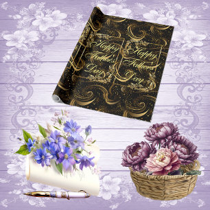 Happy Vathers Day Modern Calligraphy Leafs Wirbel Geschenkpapier