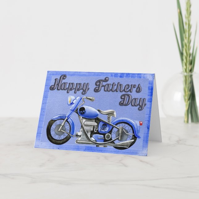 Happy Vathers Day Motorrad Karte (Vorderseite)