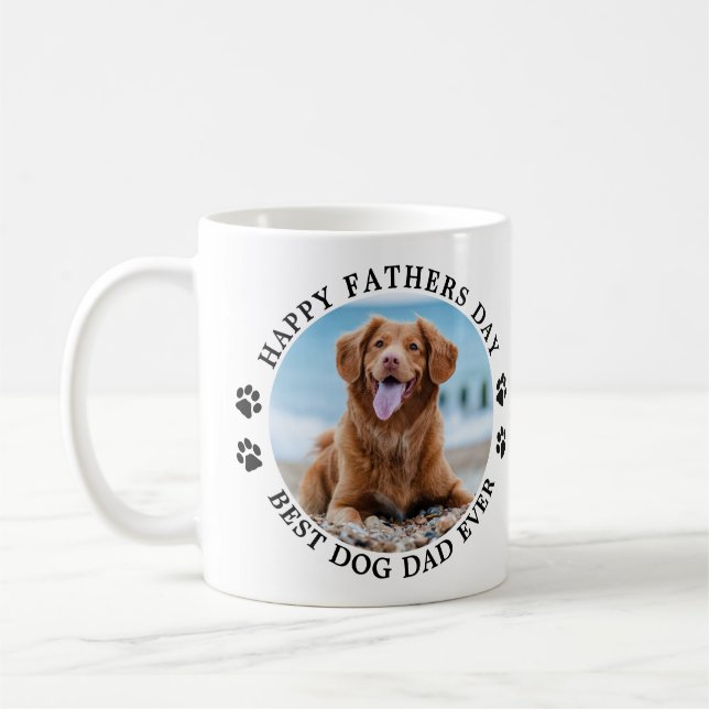 Happy Vathers Day Personalisiertes Tier Foto Hund  Kaffeetasse (Links)