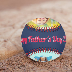 Happy Vathers Day Retro Typografie 2 Foto Blau Baseball