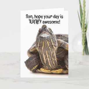 Happy Vathers Day Son Funny Turtle mit Big Human Feiertagskarte