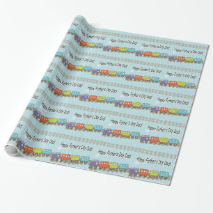 Happy Vathers Day Train Geschenkpapier