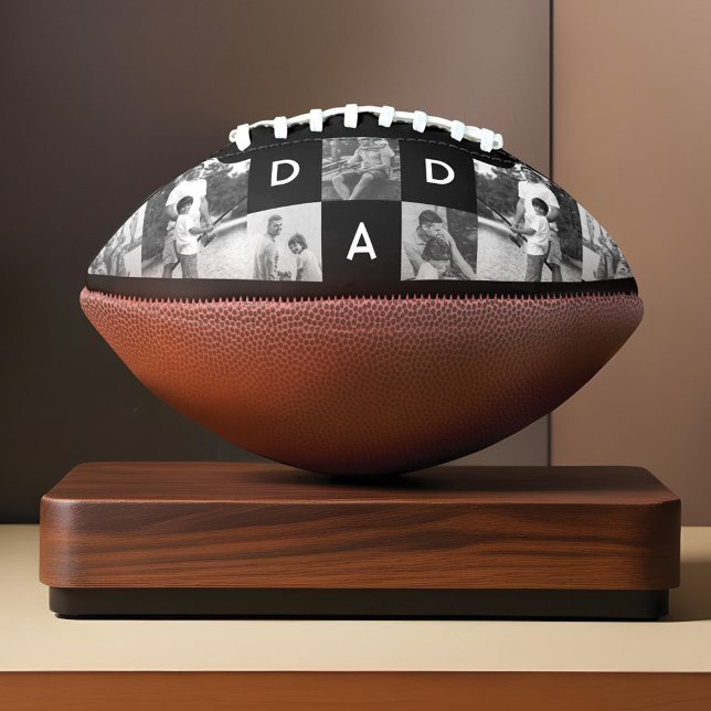 Happy Vathers Day Vater Black & White Foto Grid Football (Happy Fathers Day Dad Black & White Photo Grid Football)