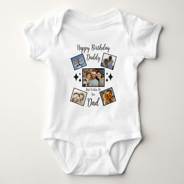 Happy Vathers Day Vater Custom 5 FotoCollage Cool Baby Strampler (Vorderseite)