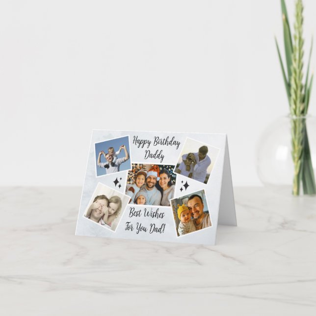 Happy Vathers Day Vater Custom 5 FotoCollage Cool Karte (Vorderseite)
