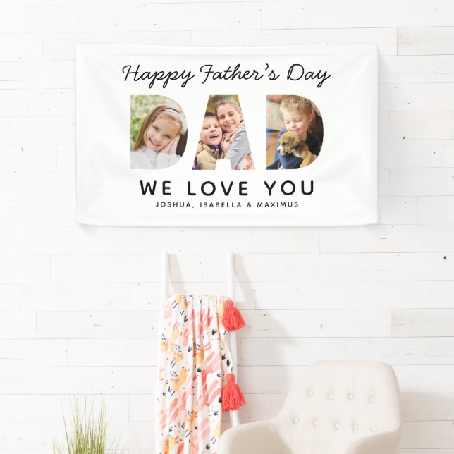 Happy Vathers Day Vater Custom Foto Collage Banner (Insitu)