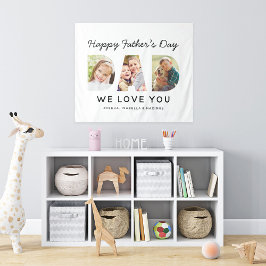 Happy Vathers Day Vater Custom Foto Collage Wandteppich