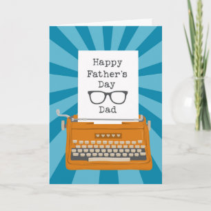 Happy Vathers Day Vater mit Schreibmaschine & Bril Karte