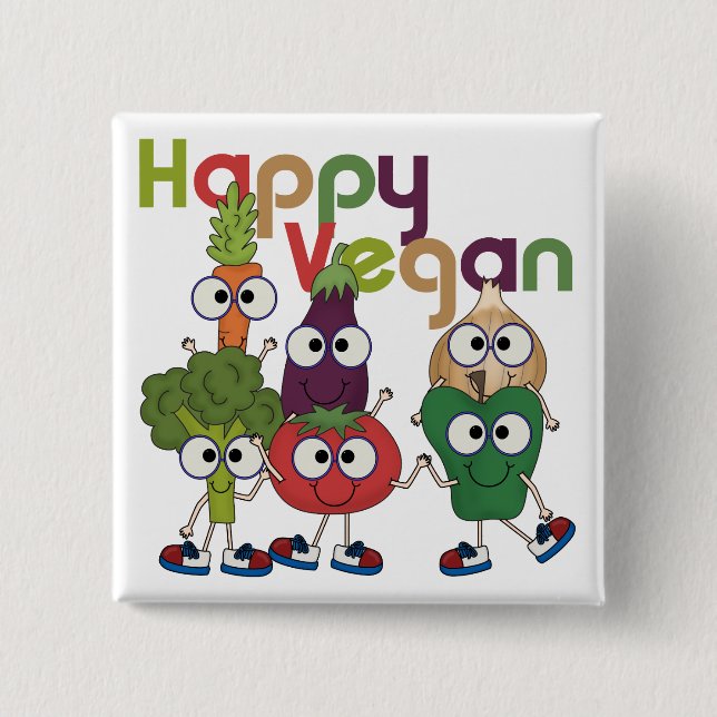 Happy Vegan Button (Vorderseite)