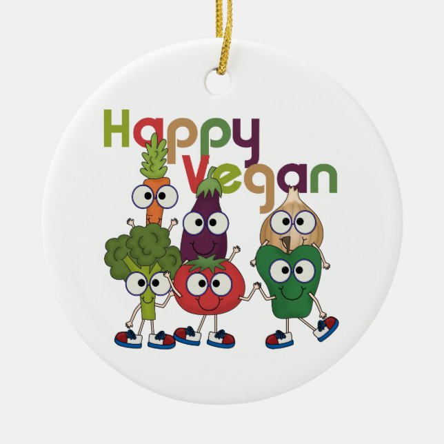 Happy Vegan Keramikornament (Vorne)