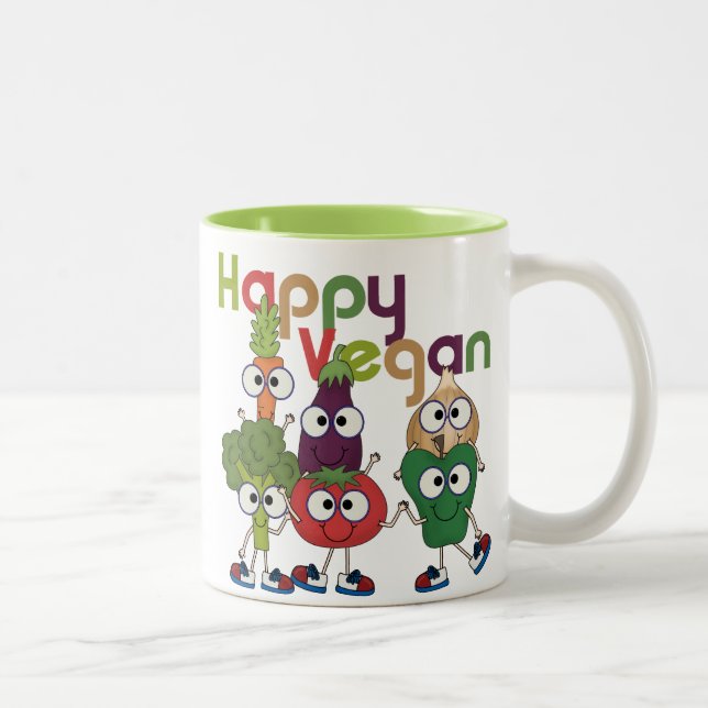 Happy Vegan Zweifarbige Tasse (Rechts)