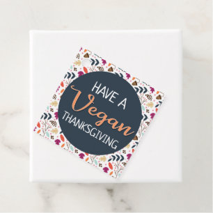 Happy veganer Erntedank blauer orangefarbener Text Geschenkanhänger