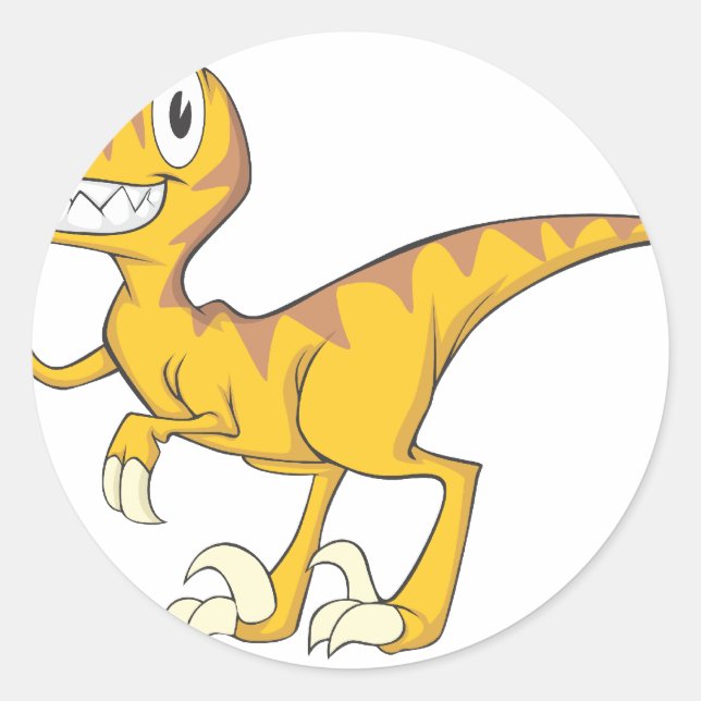 Happy Velociraptor Dinosaur Runder Aufkleber (Vorderseite)