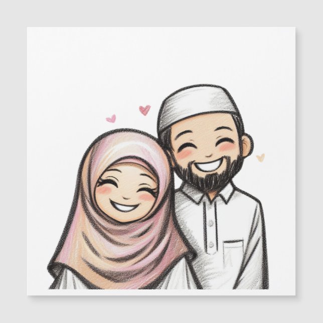 Happy Verheirateten muslimischen Paar Magnetkarte (Vorderseite)