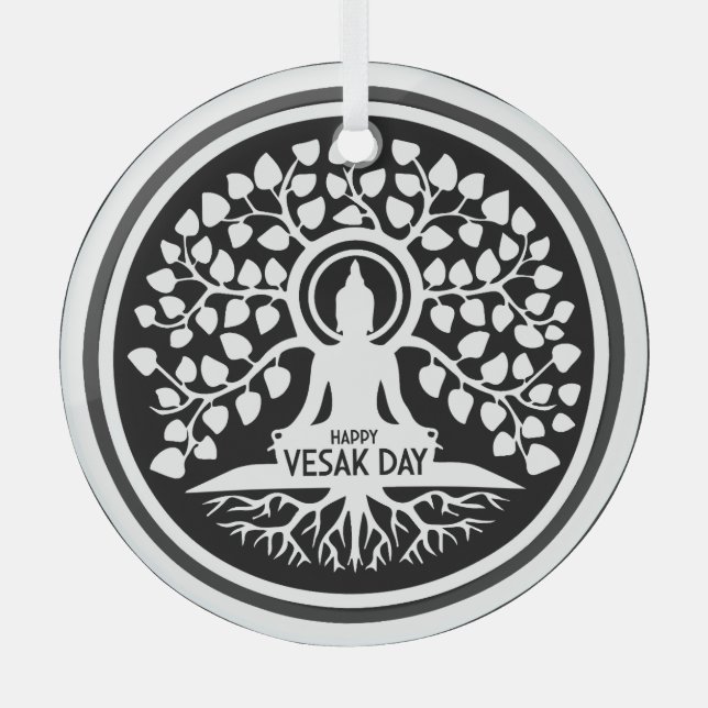 Happy Vesak Day Ornament Aus Glas (Vorderseite)