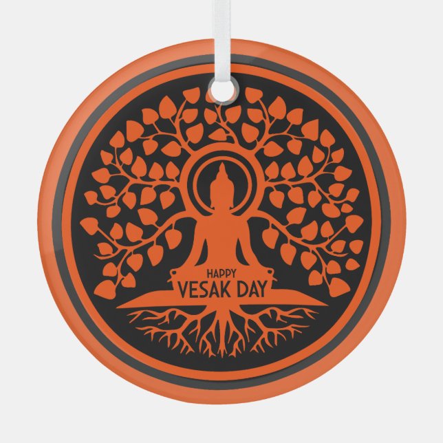 Happy Vesak Day Ornament Aus Glas (Vorderseite)