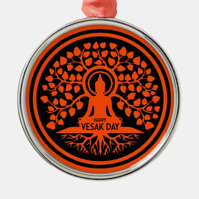 Happy Vesak Day Ornament Aus Metall (Vorne)